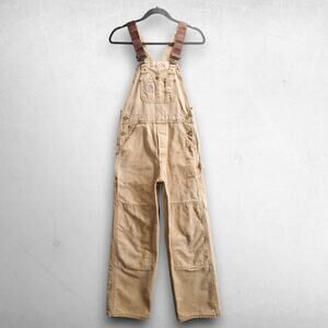 Carhartt Crawford Double Knee Dungaree Bib Overalls Women Sm Short (28x28) Beige